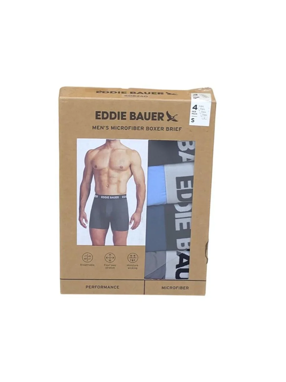 Eddie Bauer Men Small Microfiber Boxer Briefs 4-Pack Moisture Wicking Breathable